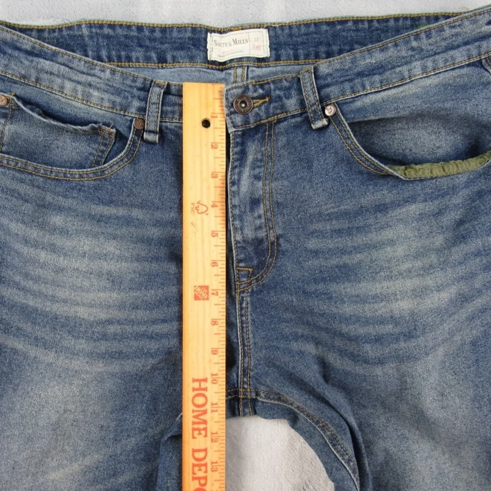Smith & Mills Mens Stretch Denim Jeans Medium Wash Size 36 Classic Fit‎ Blue